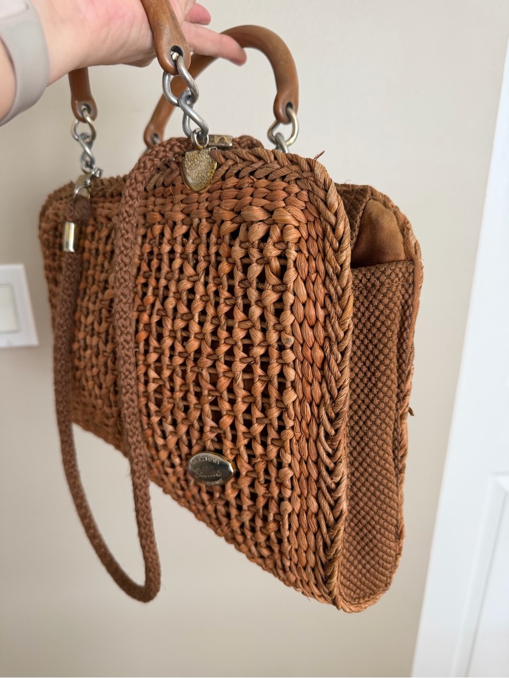 Vintage Creazioni Alma Woven Straw Crossbody Satchel Bag – Made in Italy - Picture 4 of 14